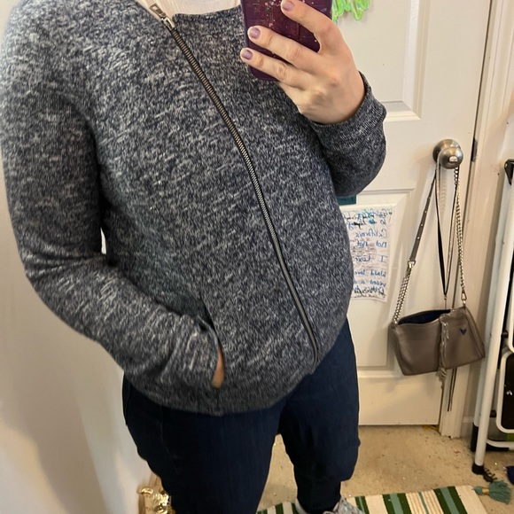 NAVY BLUE HEATHERED LIGHT TWO BY VINCE CAMUTO M MEDIUM BLAZER JACKET SWEATER EUC - Picture 13 of 15